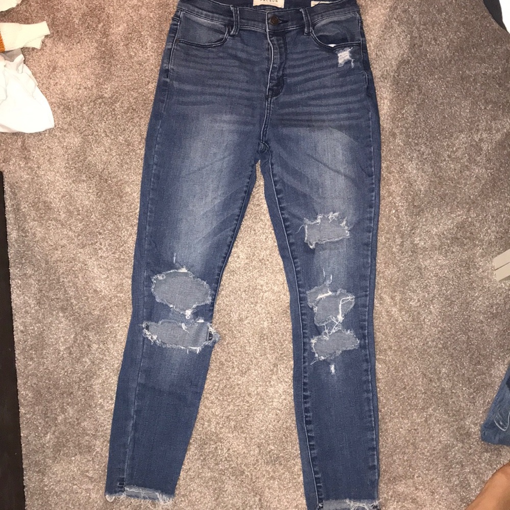 Dark wash ripped